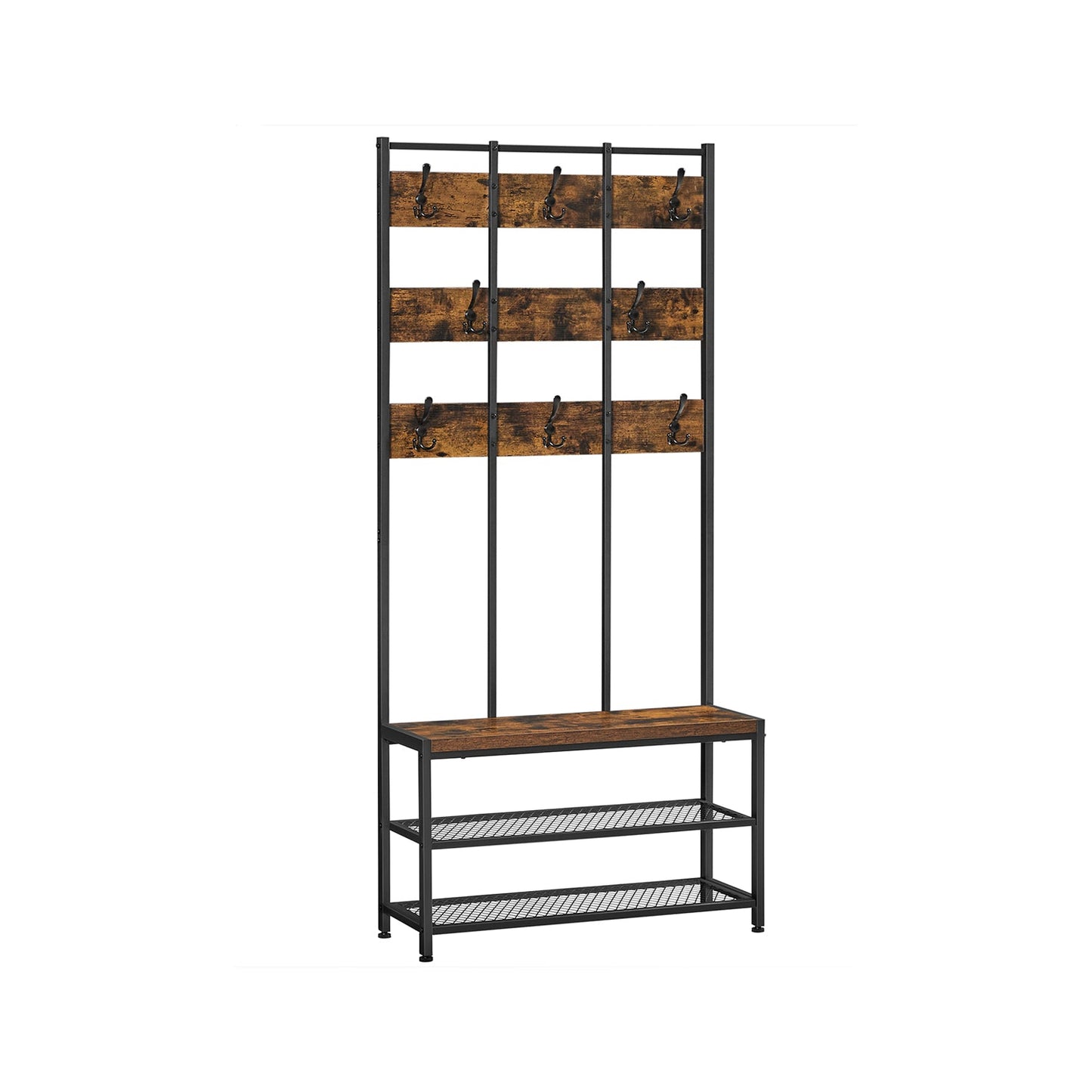 Vasagle, cloakroom stand vintage bruno nero, appendiabiti ingresso, appendiabiti da terra