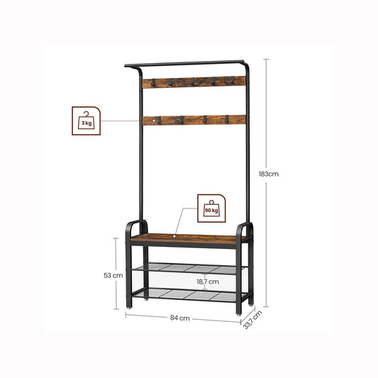 Vasagle, stand cloakroom con 3 ripiani