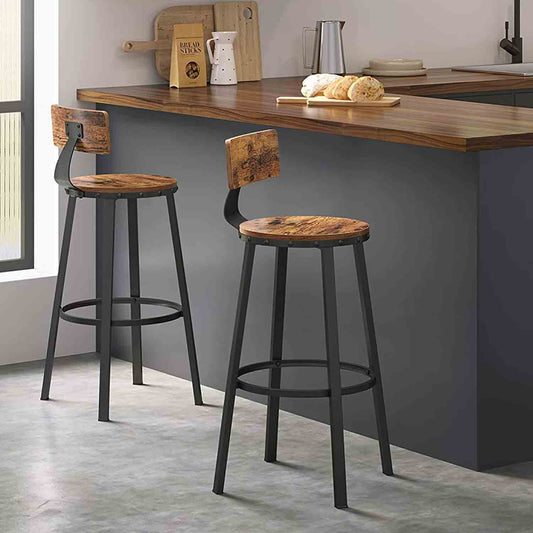 Vasagle, set di 2 sgabelli da bar alti marrone vintage