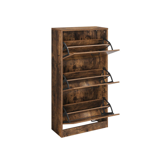 Vasagle, armadio per scarpe con 3 alette, scarpiera legno