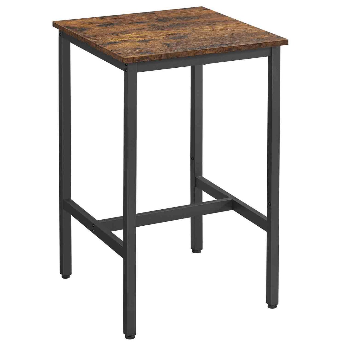 VASAGLE - Tavolino da bar, Tavolino alto quadrato per colazione, 60 x 60 x 90 cm, Marrone vintage e nero
