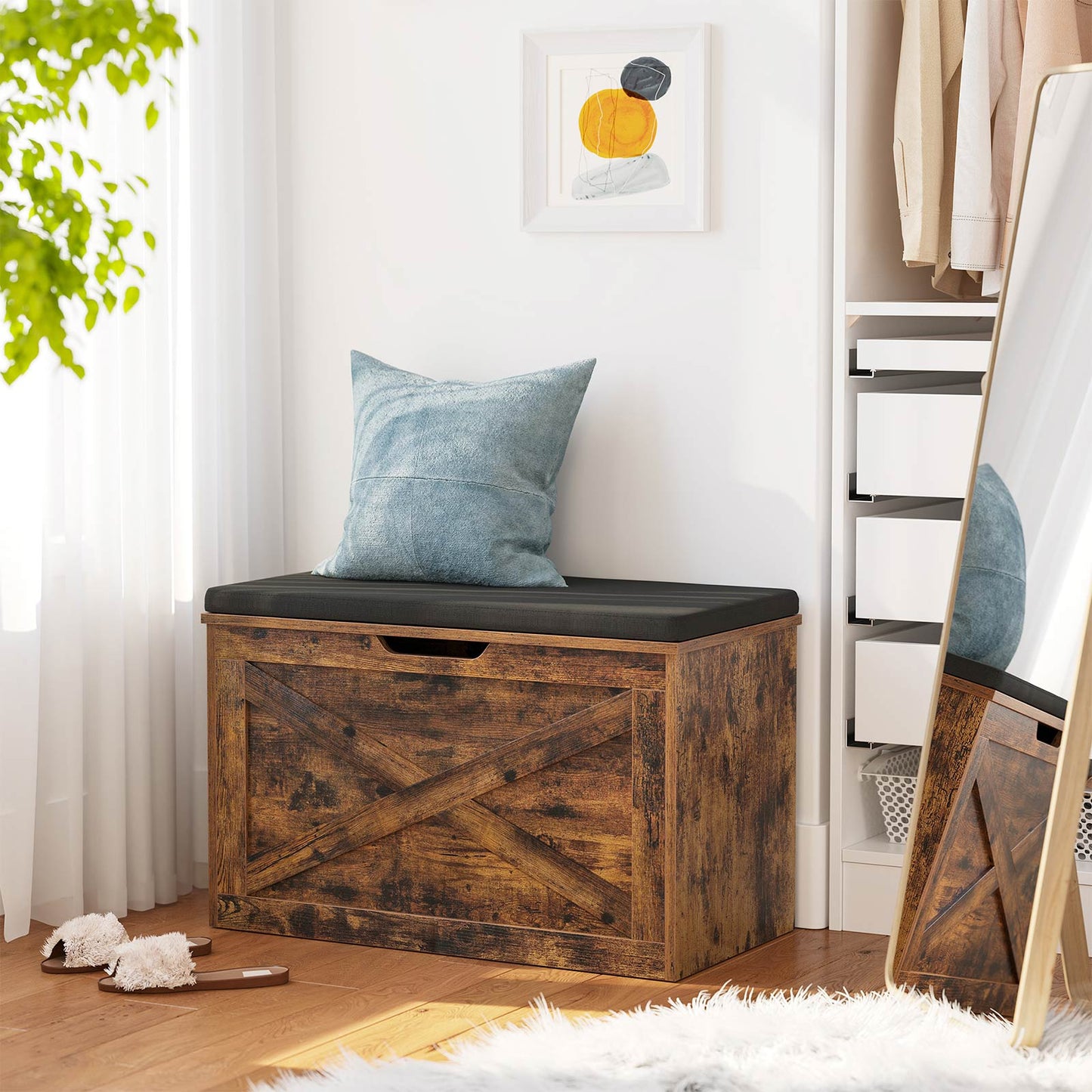 Credenza, Panca per scarpe, Credenza in legno, comodino, VASAGLE, 1