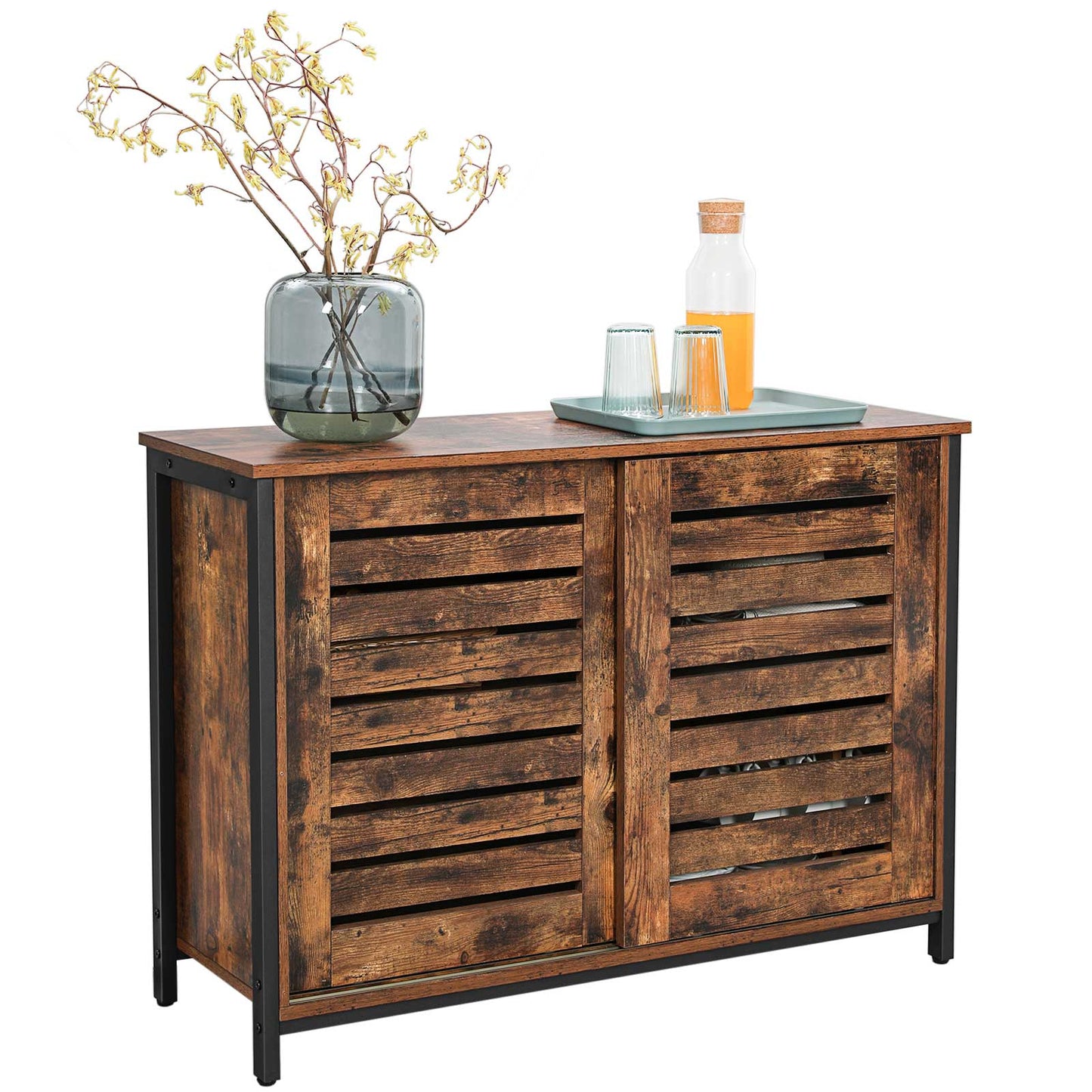 Credenza, Armadio da Cucina con Ante Scorrevoli, Armadietto, Soggiorno, Salotto, Cucina, VASAGLE