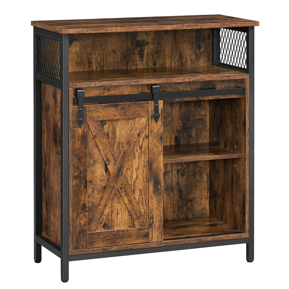VASAGLE - Armadietto, Credenza con Anta Scorrevole, Scomparto Aperto, Ripiano Regolabile, per Cucina