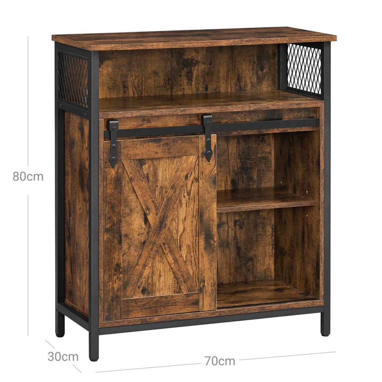 VASAGLE - Armadietto, Credenza con Anta Scorrevole, Scomparto Aperto, Ripiano Regolabile, per Cucina