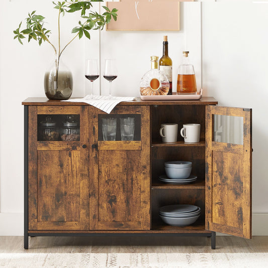 Credenza, mobile da cucina, mobile da deposito, con porte di vetro, Vasagle,