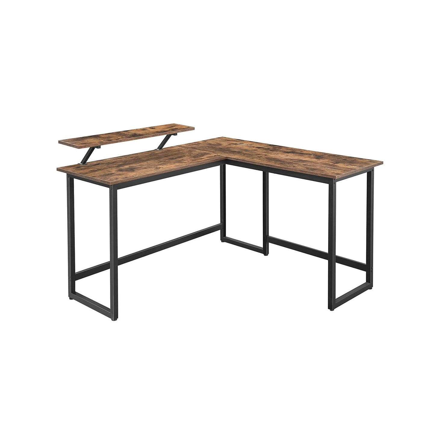 Scrivania per PC, scrivania ad angolo grande, ripiano per monitor, design industriale, struttura robusta - VASAGLE