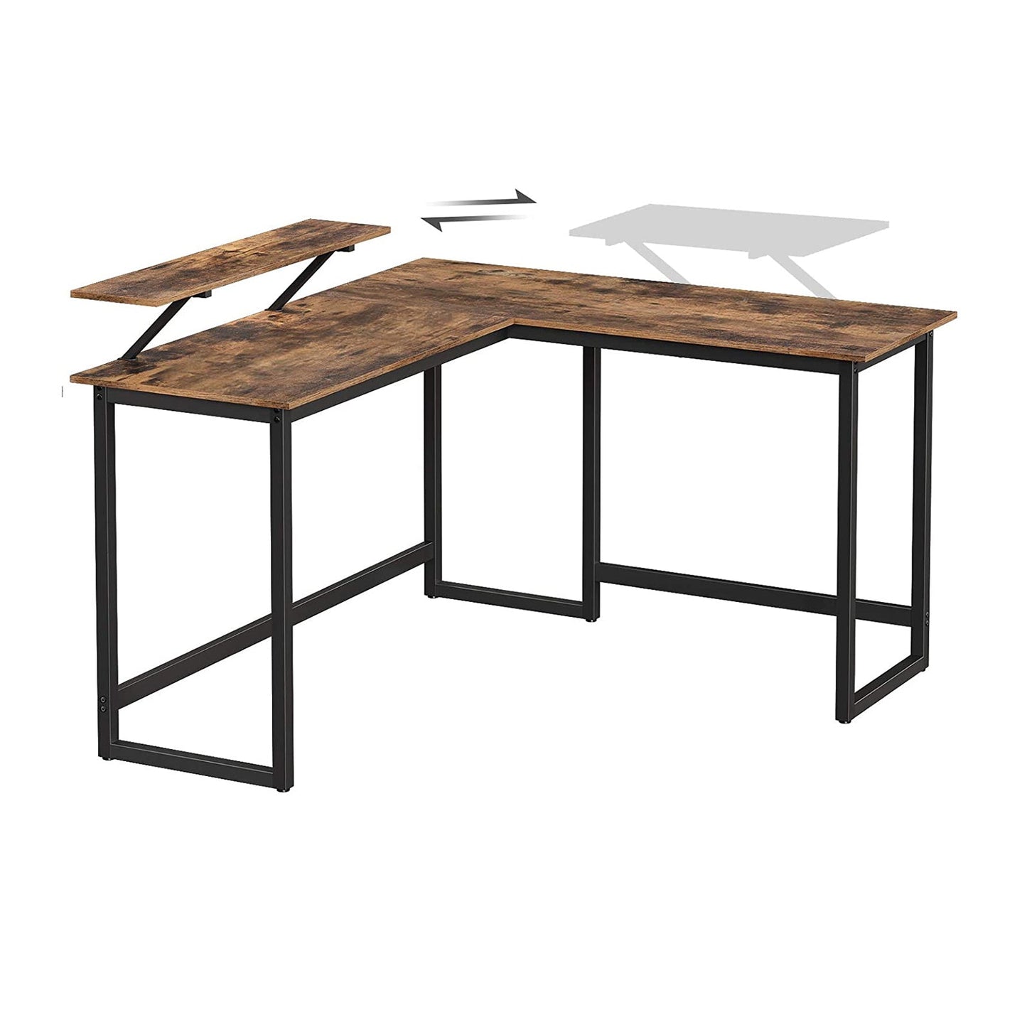 Elegante scrivania ad angolo, Scrivania vintage, con supporto monitor, VASAGLE