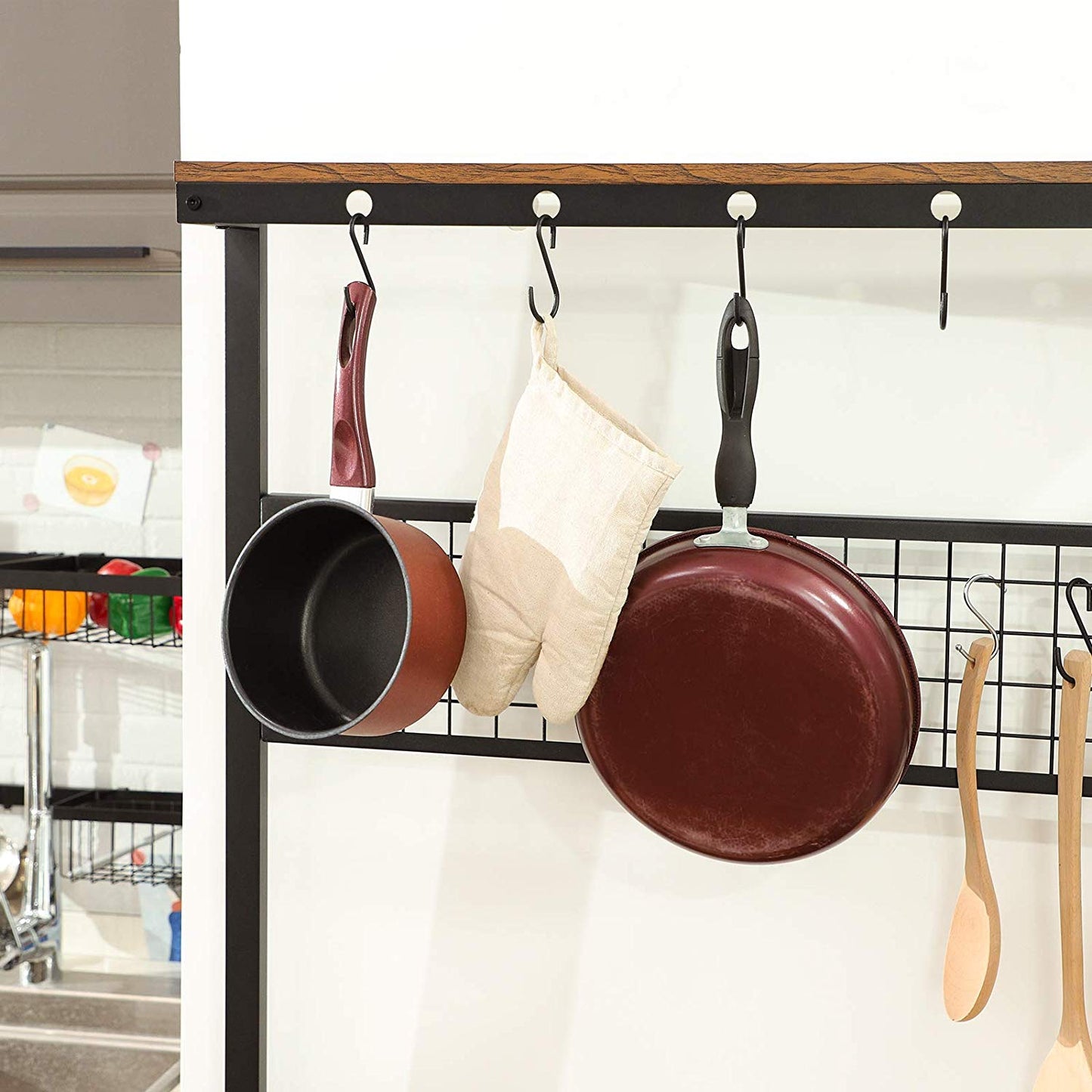 Scaffale da cucina con griglia e ganci, Vasagle, 2