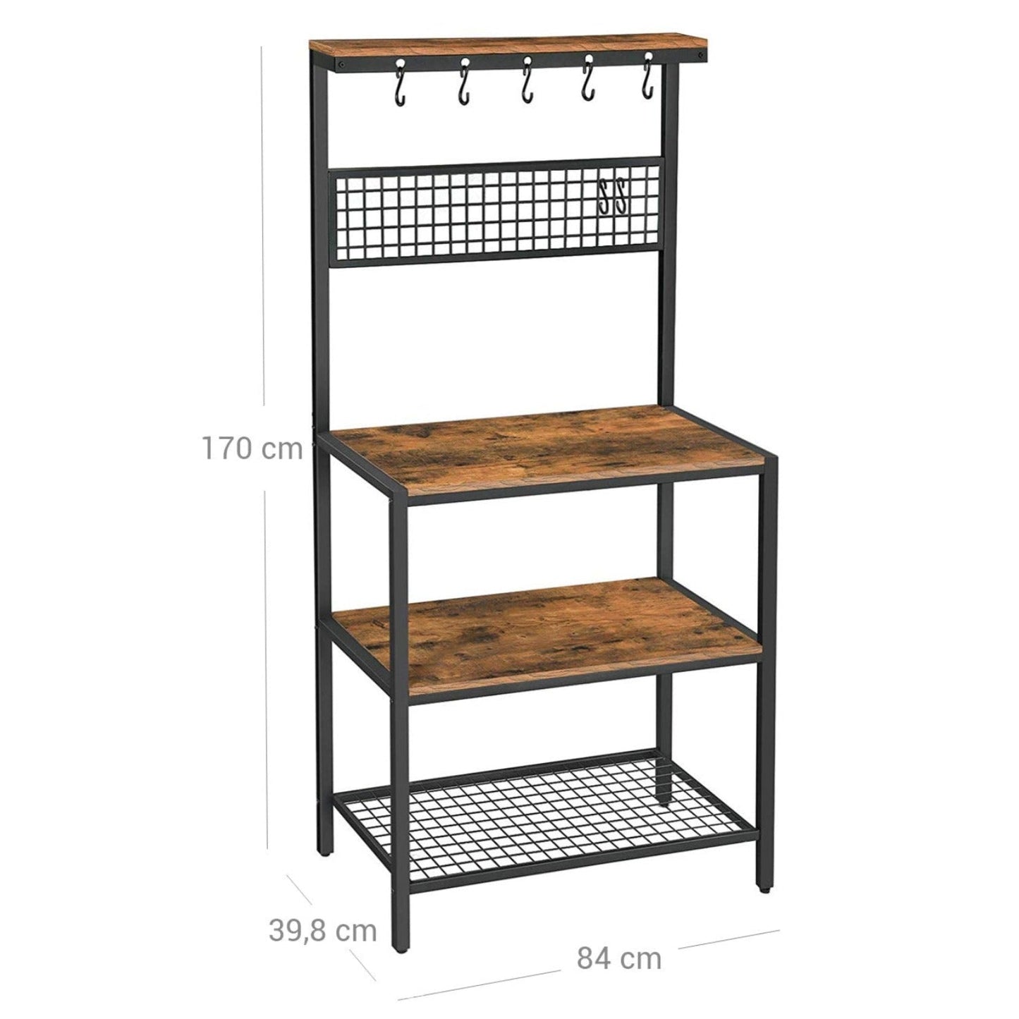 Scaffale da cucina con griglia e ganci, Vasagle, 3