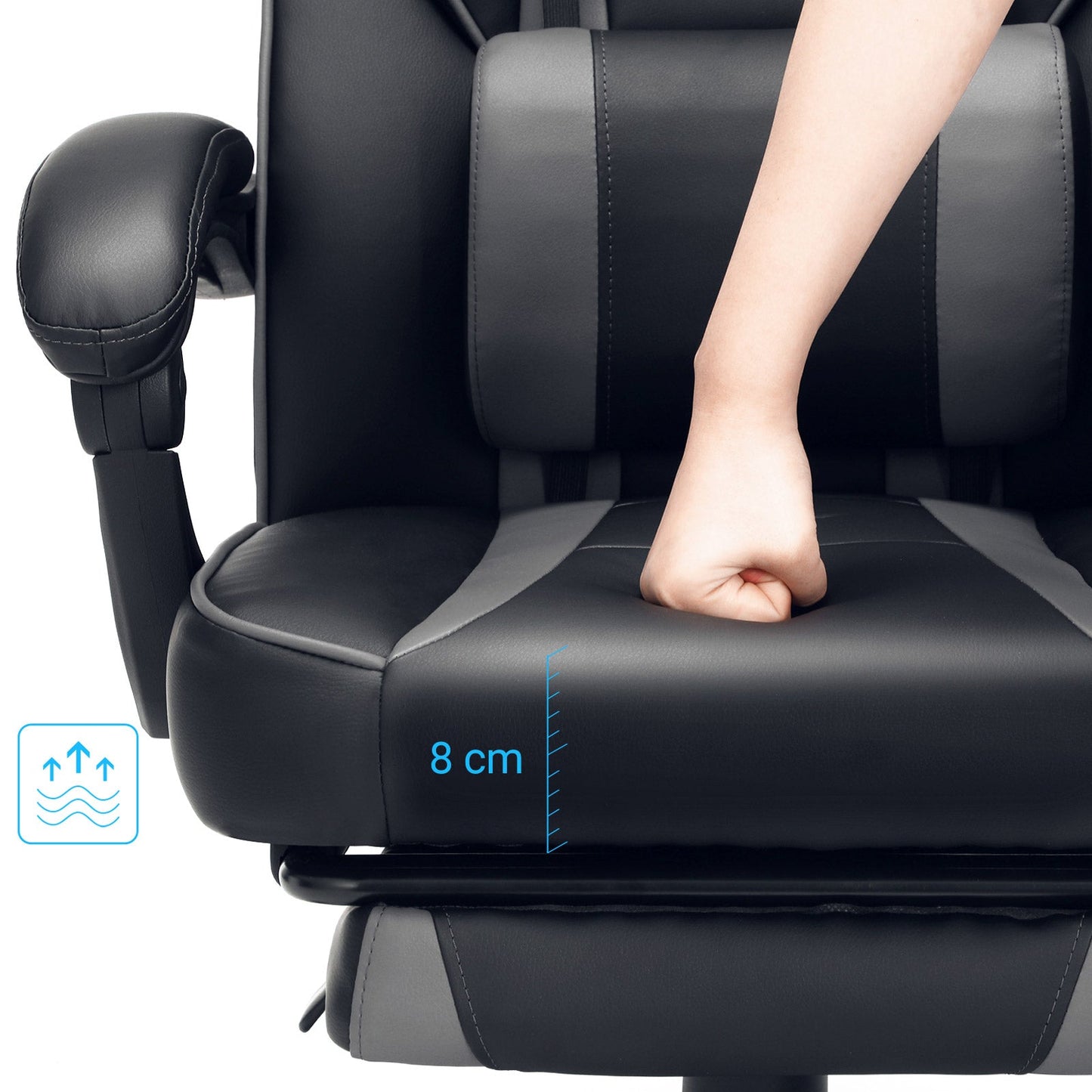 Sedia da scrivania, Poltrona Ufficio, Sedile comodo e confortevole, altezza - 8 cm, SONGMICS