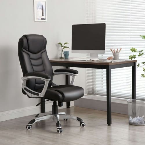 Sedia da ufficio, ergonomica, con braccioli, mobile su ruote, regolabile in altezza, SONGMICS
