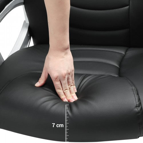 Sedia da ufficio, ergonomica, con braccioli, mobile su ruote, regolabile in altezza, seduta morbida - 7 cm, SONGMICS