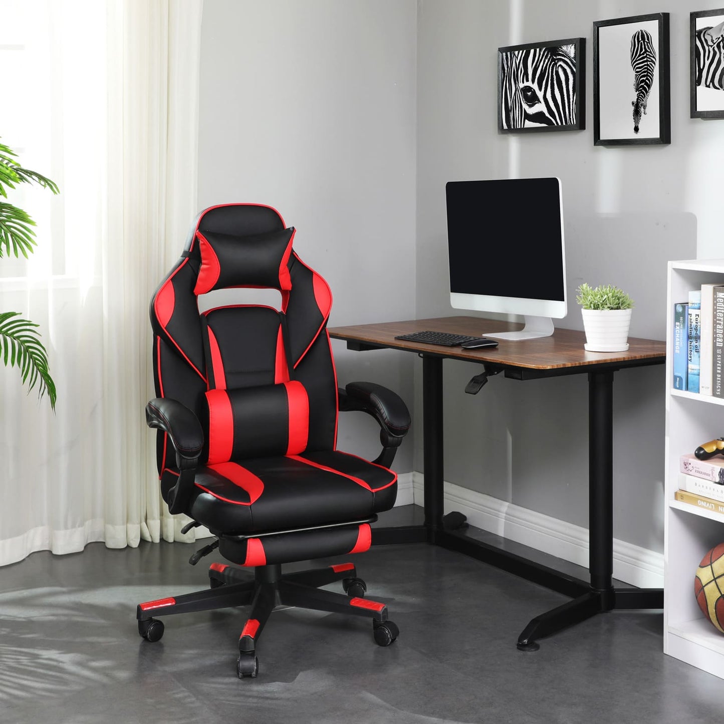 Sedia da ufficio, con poggiatesta, cuscino lombare, SONGMICS