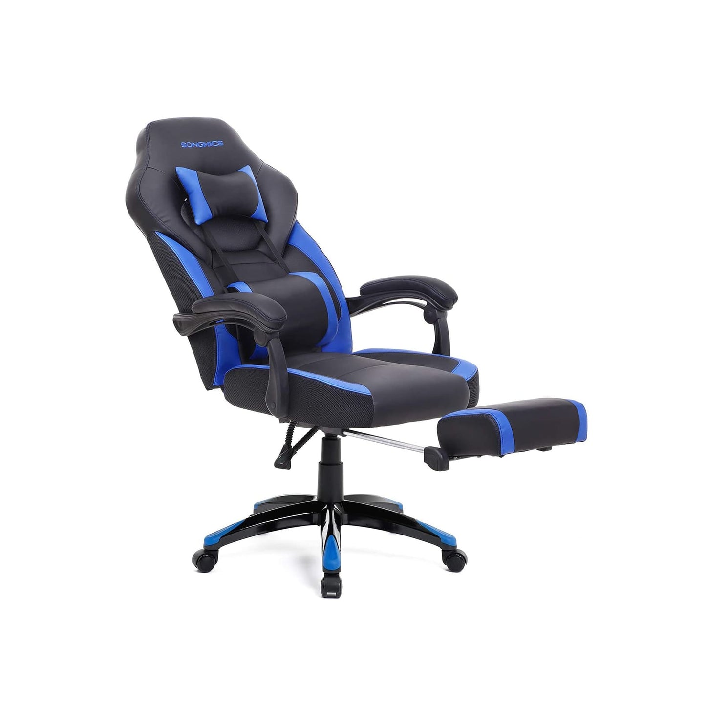Sedia da gioco, sedia da ufficio con poggiapiedi, sedia da scrivania, poggiatesta regolabile, SONGMICS 1