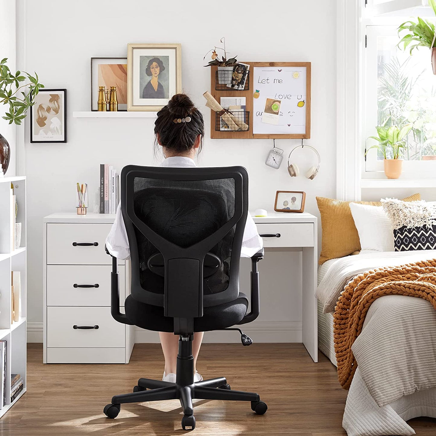 Sedia da ufficio a rete, Poltrona ufficio, girevole ergonomica, Meccanismo di inclinazione - SONGMICS