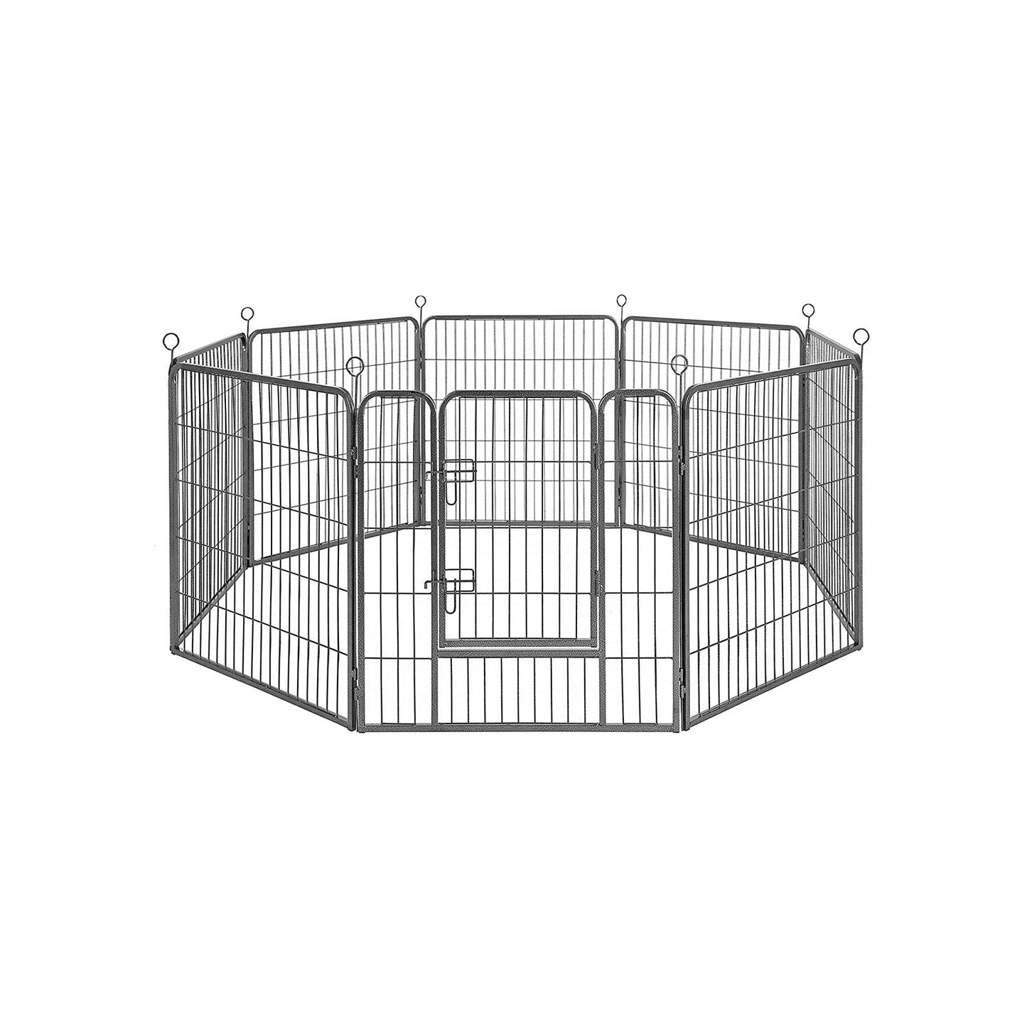 Feandrea - Recinzione Recinto per Cani, Conigli, Animali, di 8pz, Ferro, Grigio, 77 x 80 cm