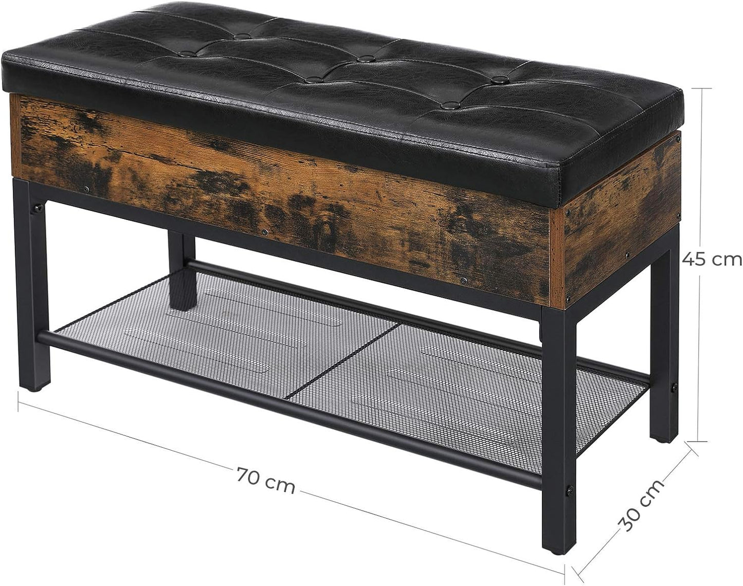 VASAGLE - Panca Scarpiera, Panchina Imbottita con Ripiano Portaoggetti, Panca Imbottita, Pouf, Telaio in Acciaio, 2