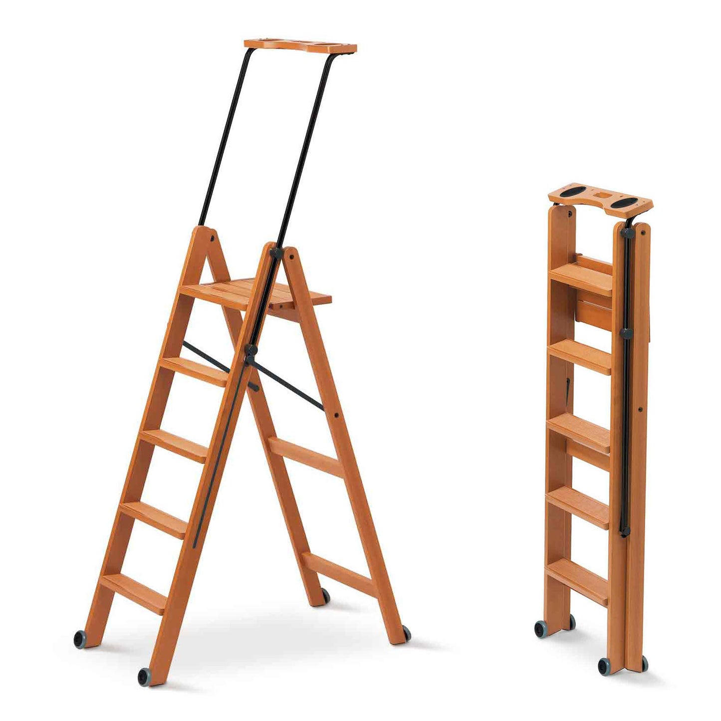 Scaletta Pieghevole, Scale Pieghevoli per Casa, Scala Richiudibile, Scaletta legno, 1