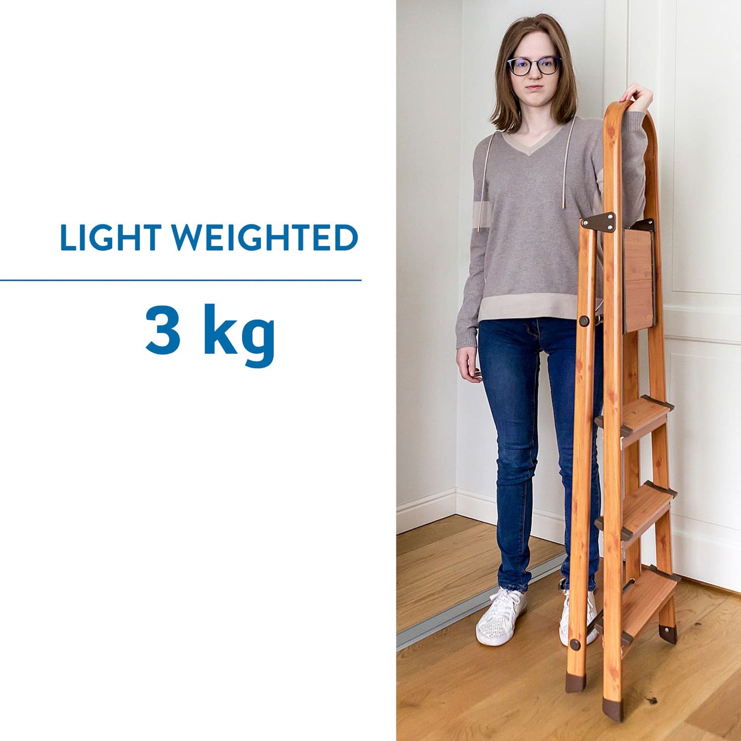 Scaletta pieghevole, Scaletta 4 gradini, antiscivolo, portare fino a 150 kg, Scala domestica, Tatkraft Upgrade 4, 4