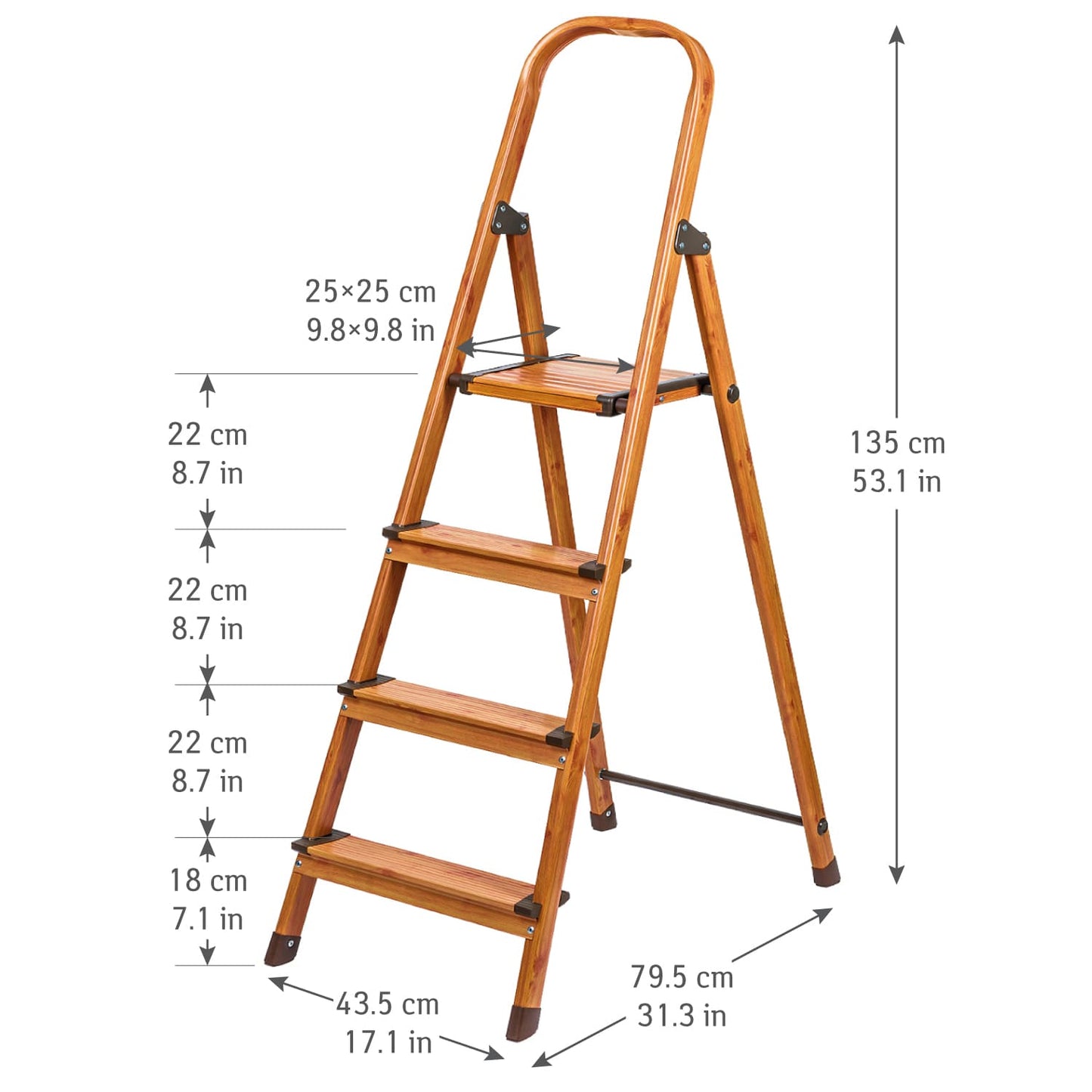 Scaletta pieghevole, Scaletta 4 gradini, antiscivolo, portare fino a 150 kg, Scala domestica, Tatkraft Upgrade 4, 6