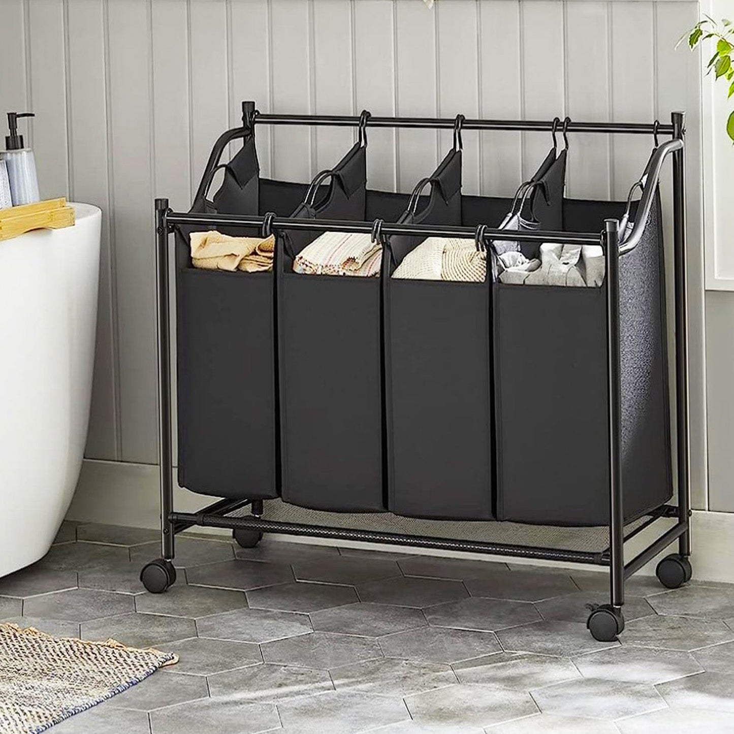Carrello Porta Biancheria con 4 Sacchi - SONGMICS