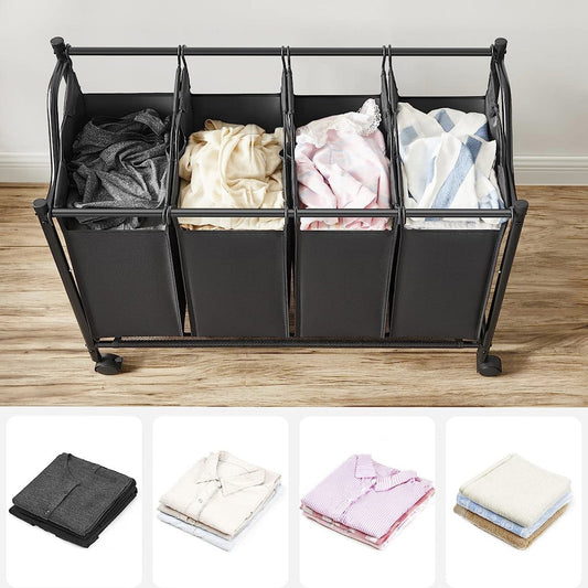 Cestino, 4 Sacchi Rimovibili in Tessuto, Songmics