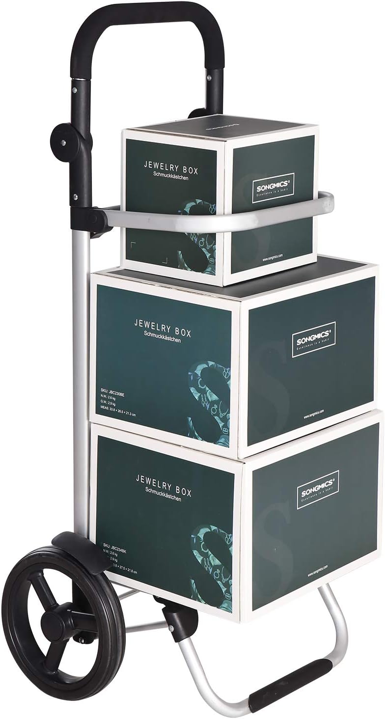 Carrello Portaspesa, Carrello della Spesa, Borsa termica, Capacità 35 l, Rotelle, Trolley spesa, Grigio, Songmics, 8