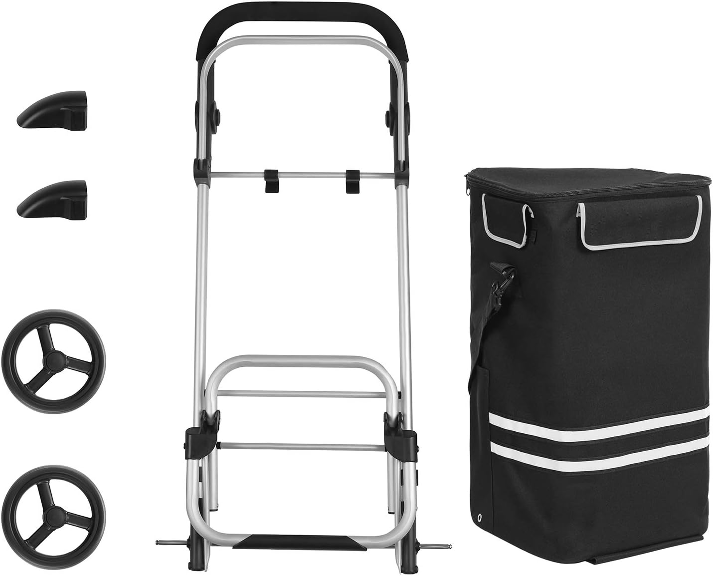 Carrello della spesa, carrello porta spesa, trolley spesa, carrello spesa pieghevole, capacità di 35 L, rotelle, Songmics, 8