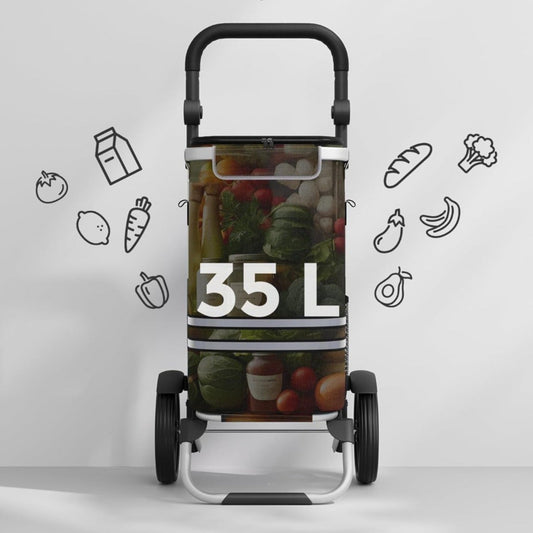 Carrello della spesa, carrello porta spesa, trolley spesa, borsa termica rimovibile, capacità di 35 L, rotelle, Songmics