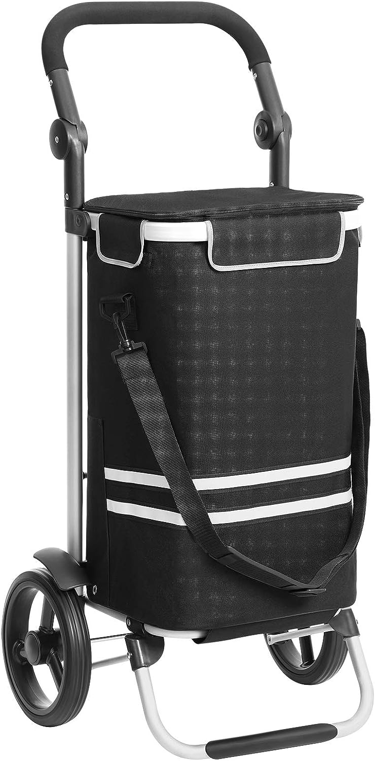 Carrello della spesa, carrello porta spesa, trolley spesa, carrello spesa pieghevole, capacità di 35 L, rotelle, Songmics, 1