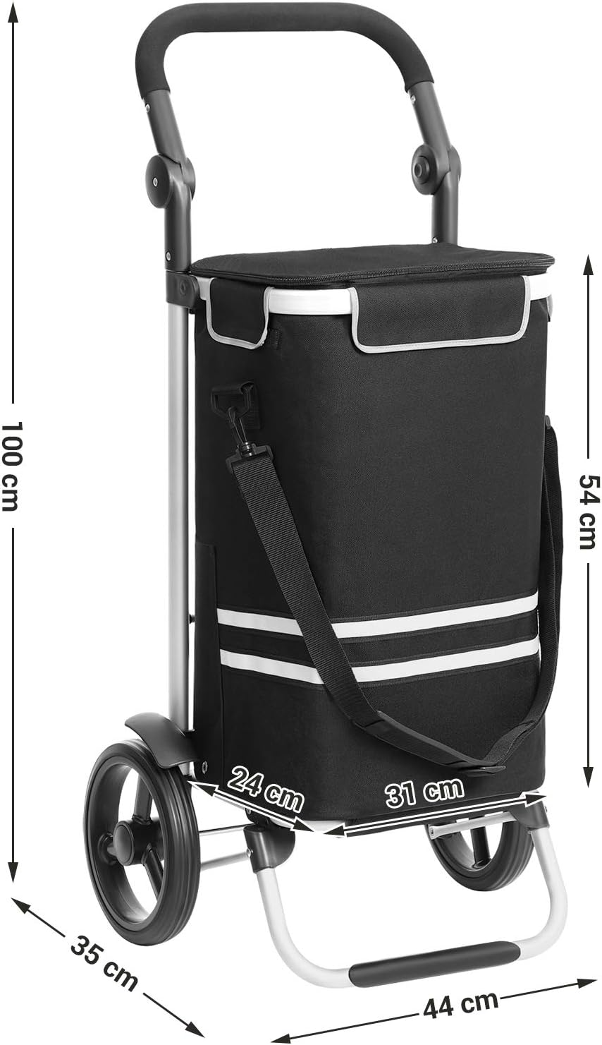Carrello della spesa, carrello porta spesa, trolley spesa, carrello spesa pieghevole, capacità di 35 L, rotelle, Songmics, 5