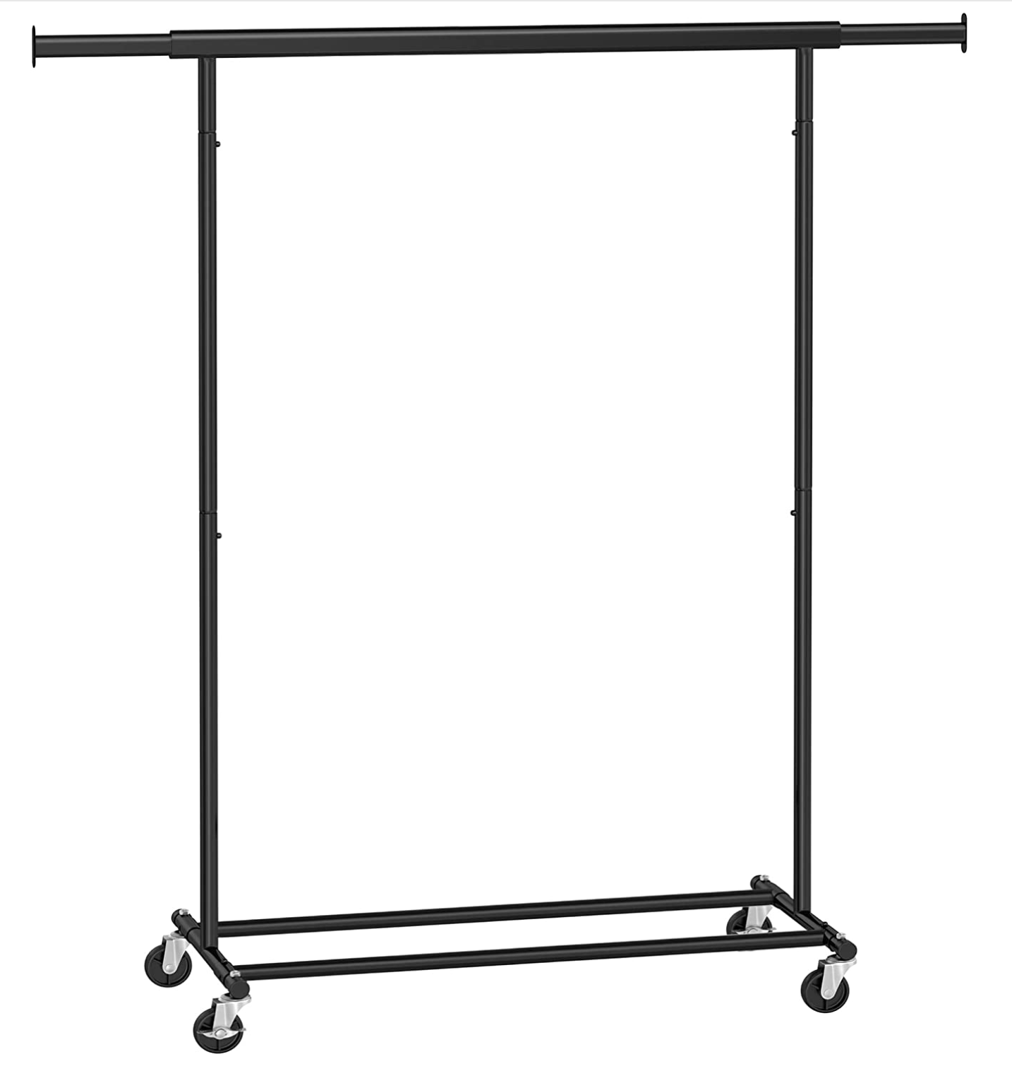 SONGMICS - Stand appendiabiti con ruote, Attaccapanni estensibile per carichi pesanti, Portata max 90 kg, Facile da montare, Portatile, Nero