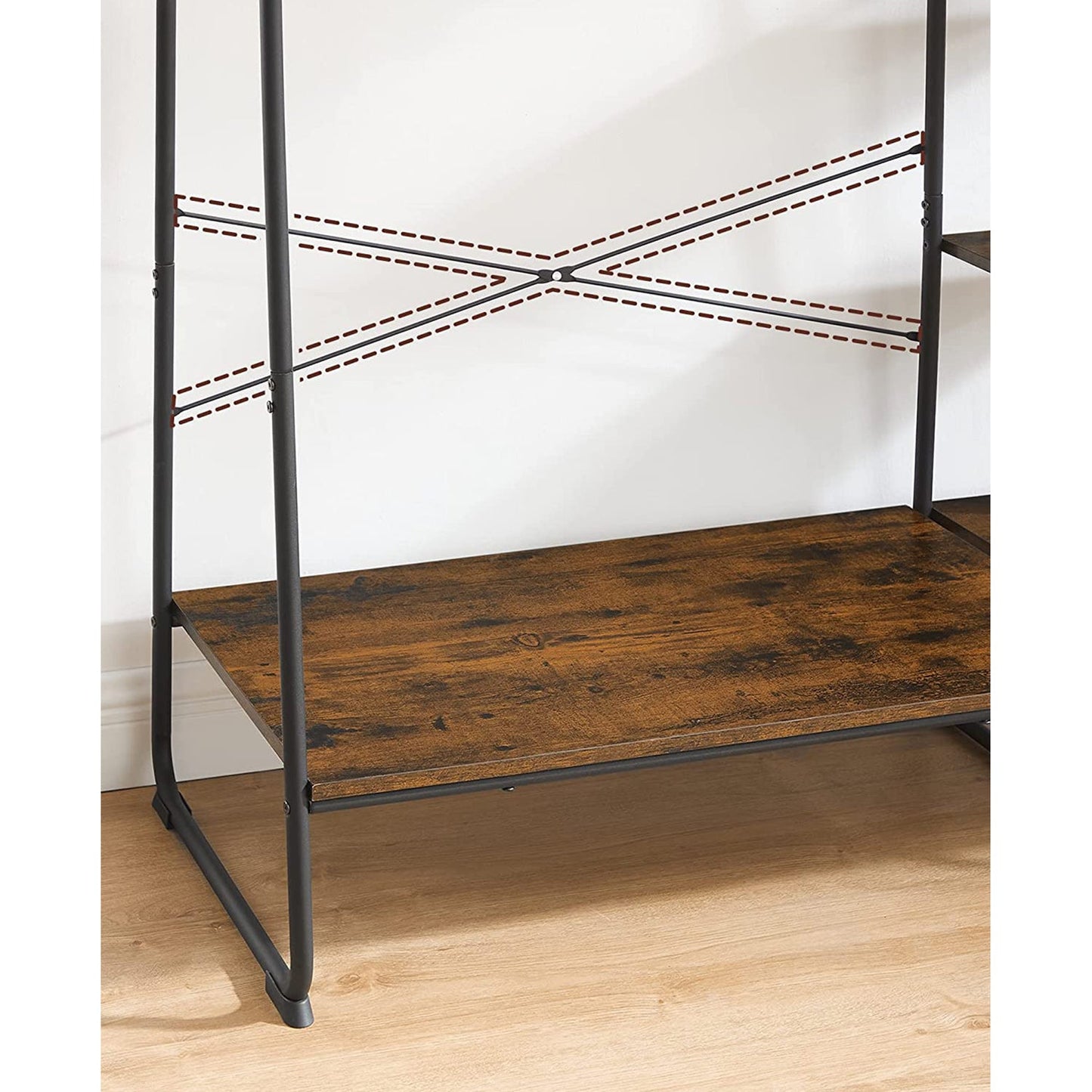 Stand Appendiabiti, Appendiabiti da Terra, Stabile e Robusto, 5 livelli, Guardaroba con deposito per scarpe, VASAGLE, 6
