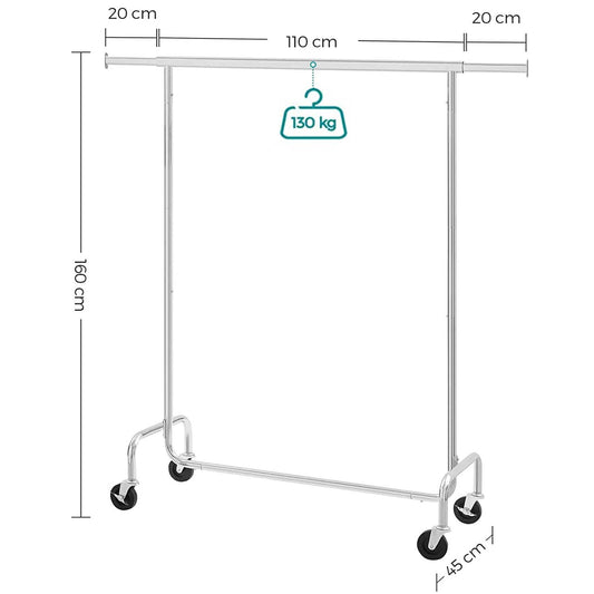Stand Appendiabiti, Rella Appendiabiti, Appendiabiti con Ruote, Portata Fino a 130 kg,  Appendiabiti Negozio, SONGMICS, 2