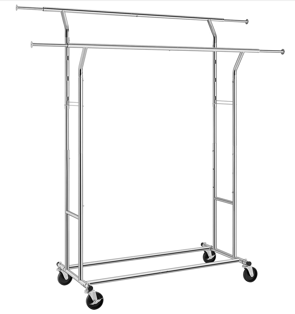 Stand Appendiabiti, con 2 Traverse, con Ruote, Portata Fino a 100 kg, Montaggio rapido in 1 Min, Regolabile, Songmics, 5