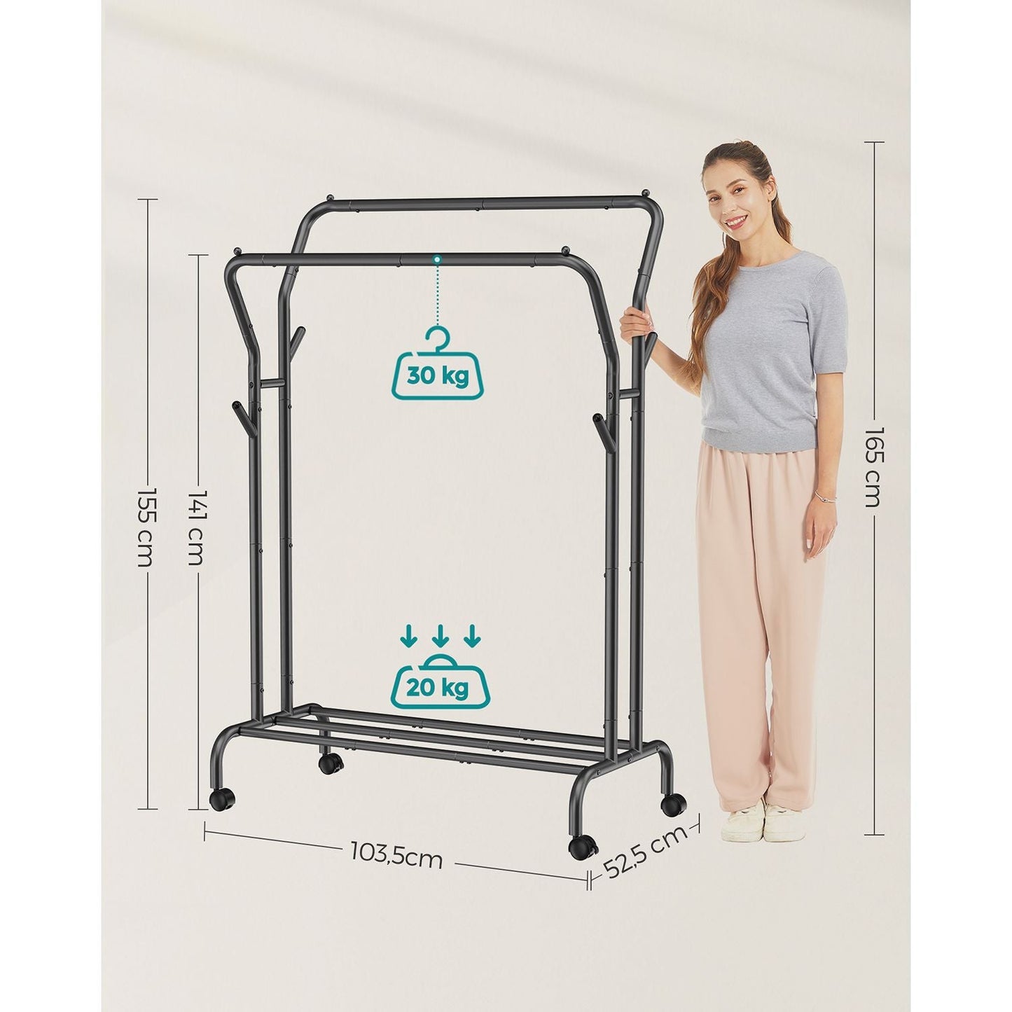 Songmics, stand appendiabiti doppio nero, 4