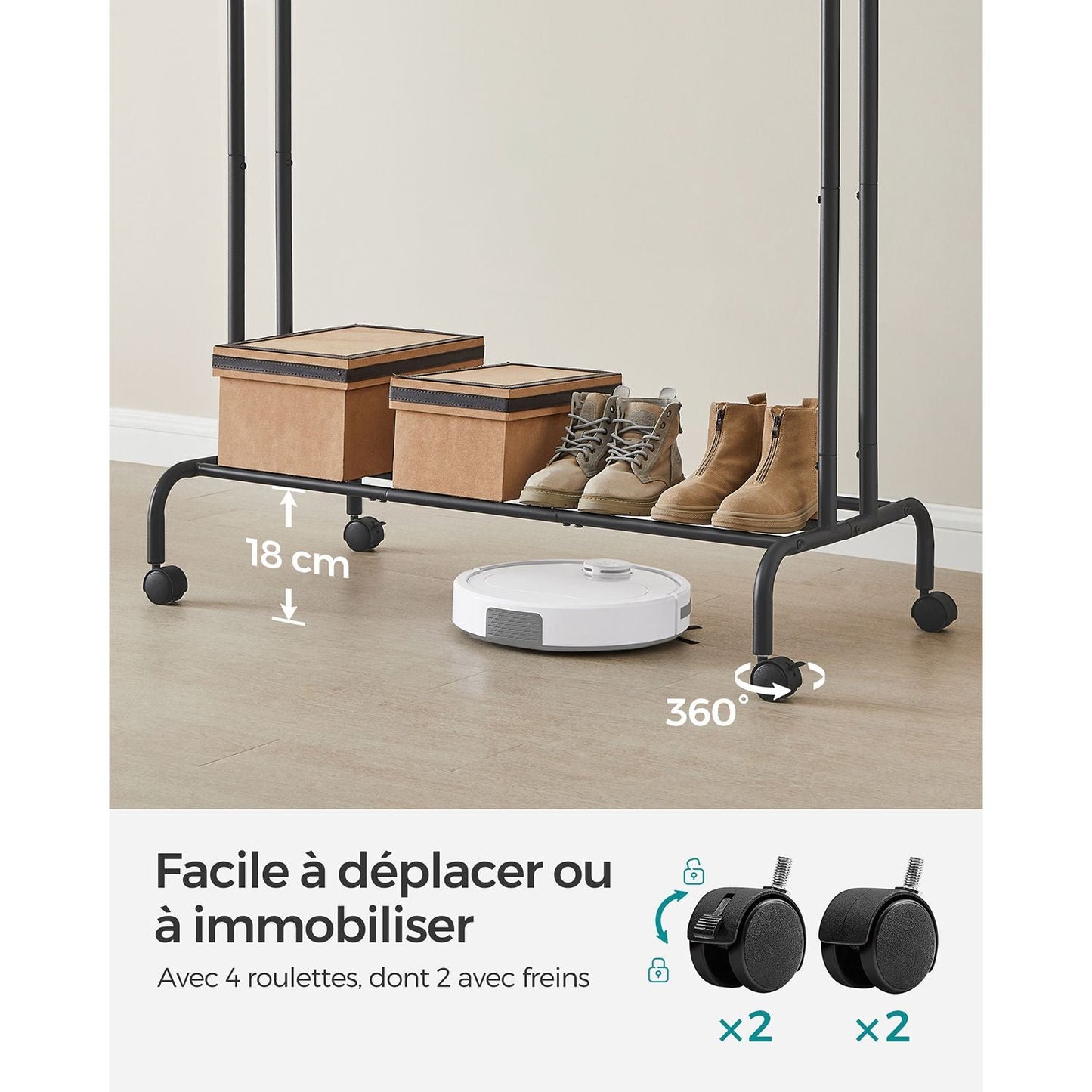 Songmics, stand appendiabiti doppio nero, 3