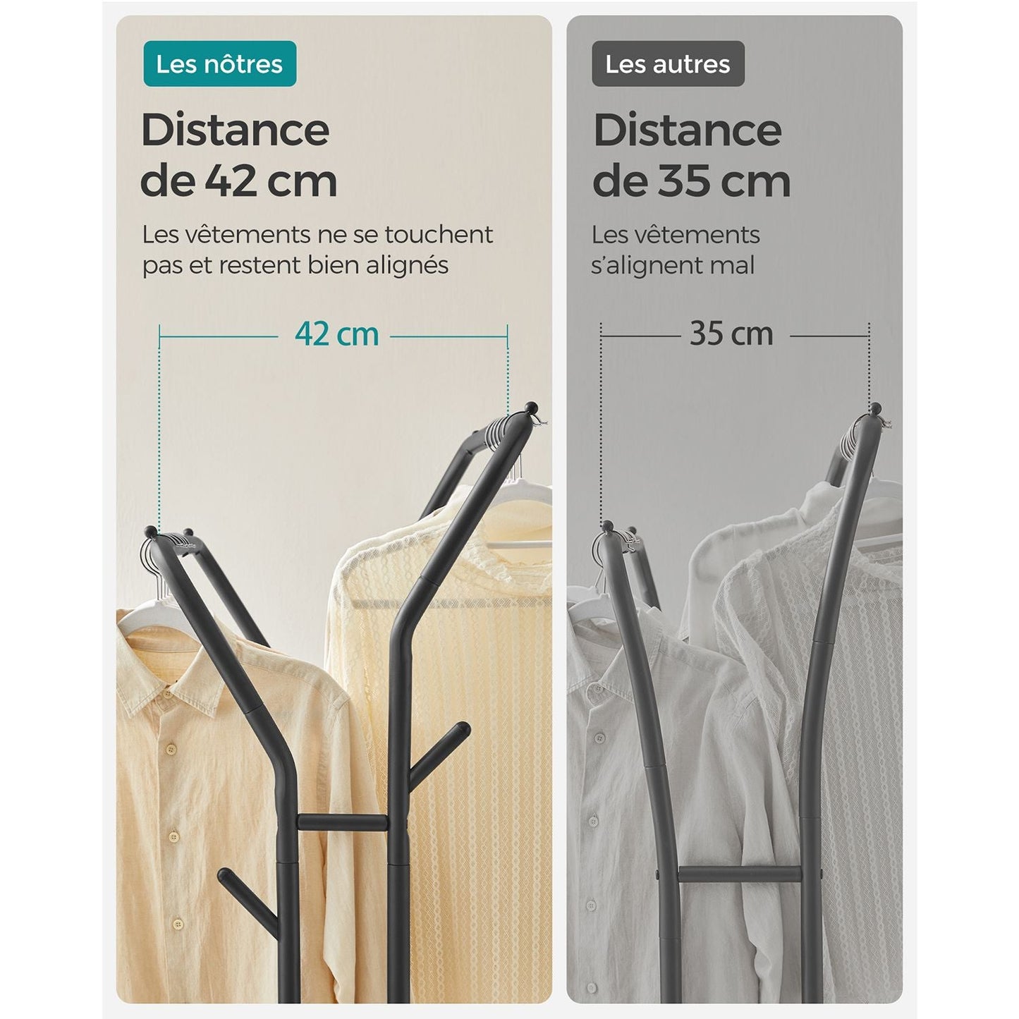 Songmics, stand appendiabiti doppio nero, 2