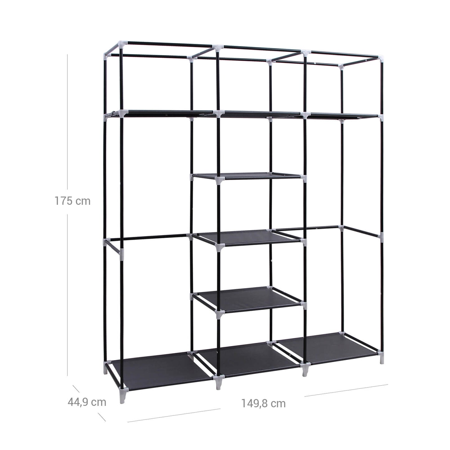 SONGMICS - Armadio Cabina Guardaroba Appendiabiti in Acciaio Tessuto 175 x 150 x 45cm Nero