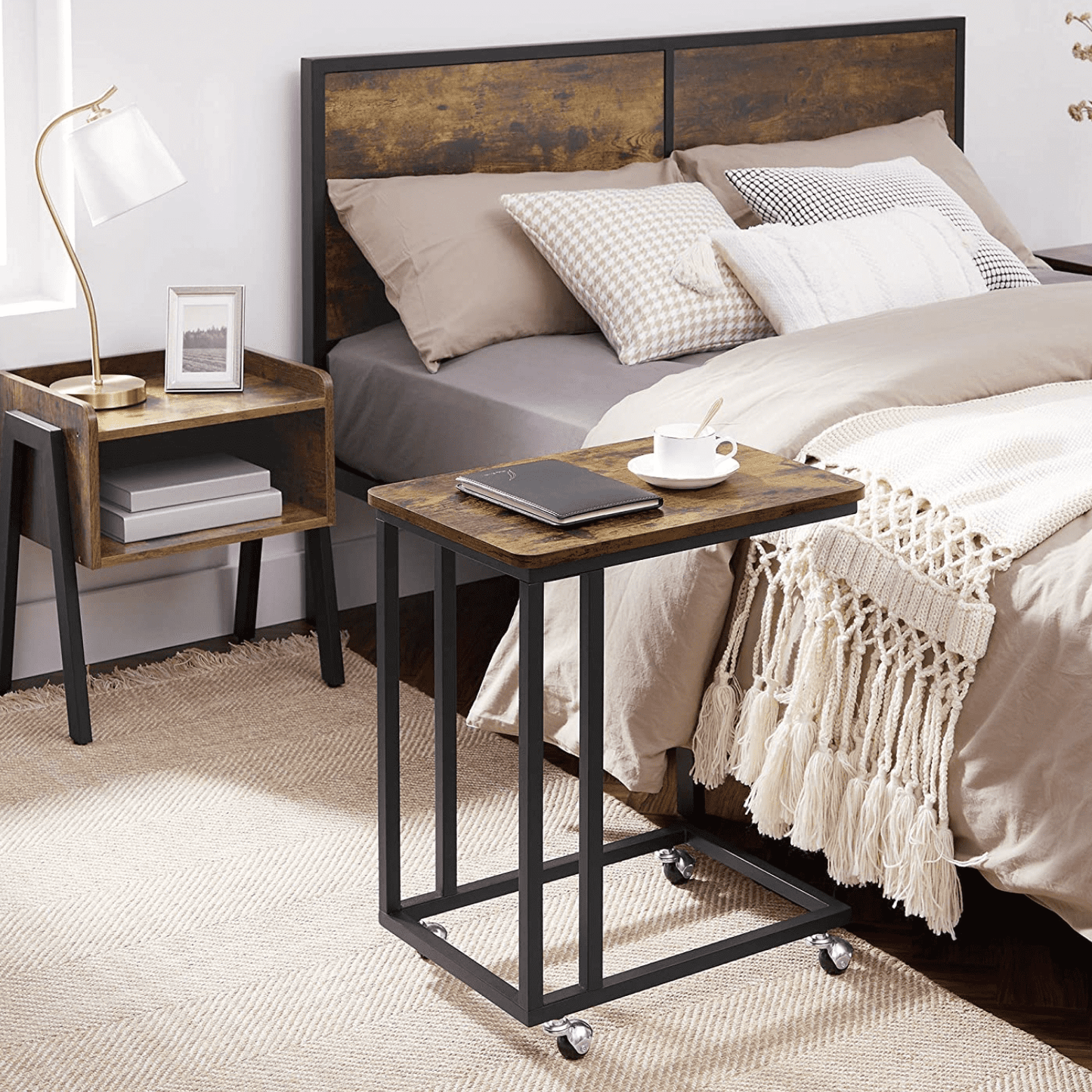 Tavolino da letto, con ruote, Scrivania Stretta, Tavolino da divano, Vasagle, 9