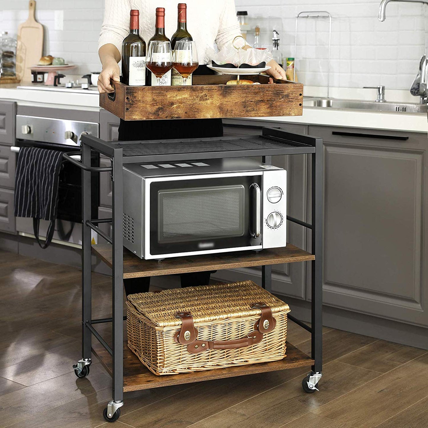 Vasagle, carrello da cucina con vassoio rimovibile, 4