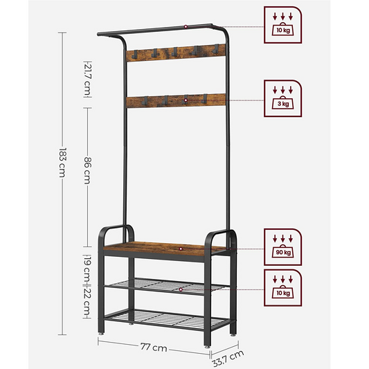 Vasagle, appendiabiti con scaffale vintage