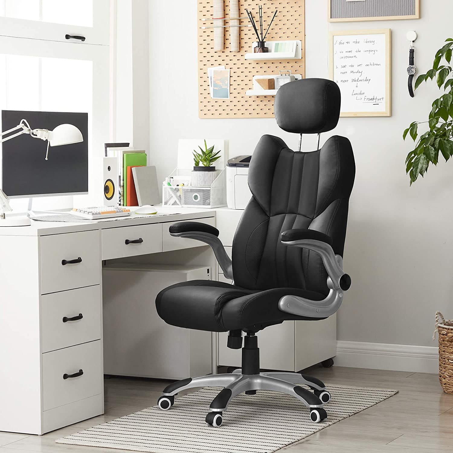 Songmics sedia, sedie ufficio con braccioli, sedia ergonomica ufficio, sedia da lavoro, sedia girevole ufficio, Songmics