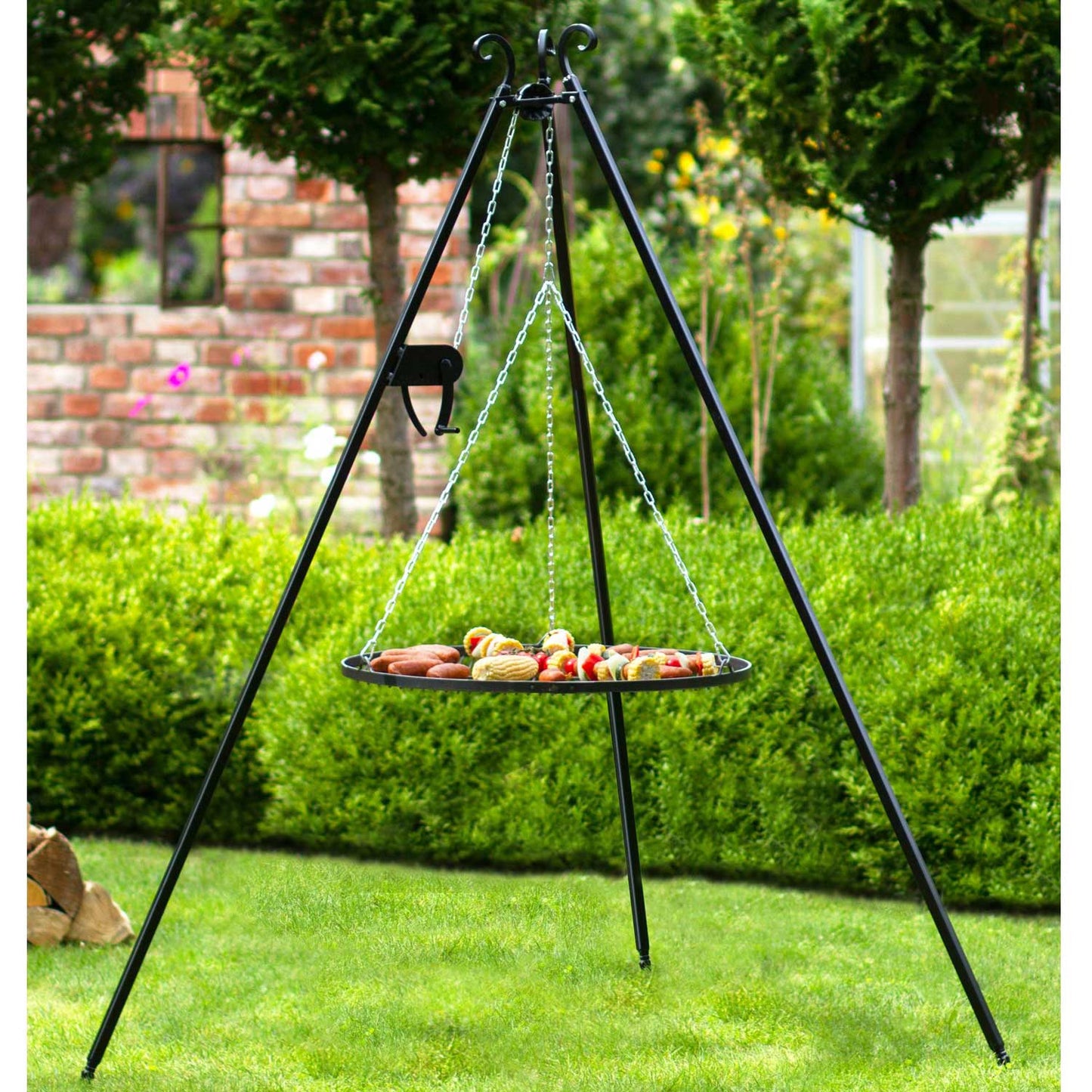 Barbecue, Griglia girevole 180 cm, Griglia in acciaio grezzo + manovella, Griglia, Scopri di più, Cook King