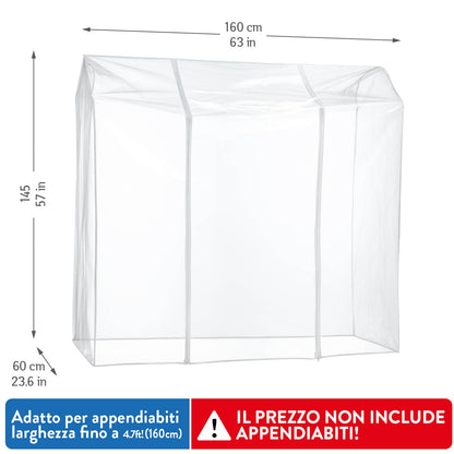 Copri stand appendiabiti, 160x60x145 cm, 2 cerniere, Trasparente, protegge da polvere, umidità, raggi UV, Tatkraft Defender, 4