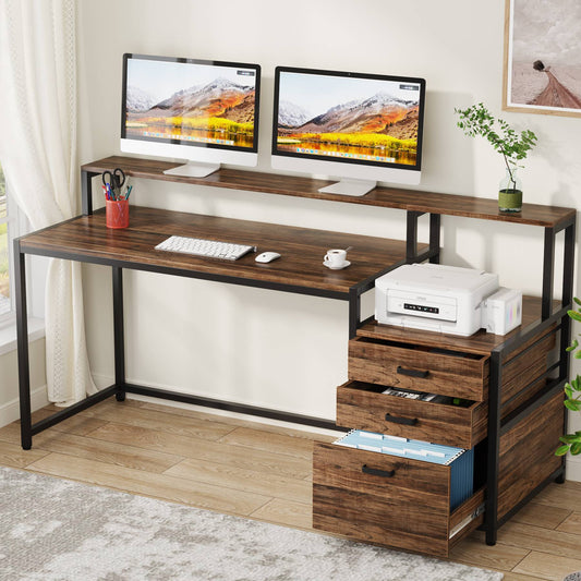 Scrivania con Cassetti, 160x50x90 cm, Scrivania Ufficio, per Ufficio Domestico, Tribesigns