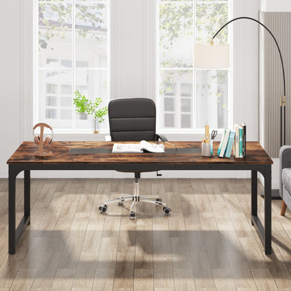 Scrivania, 180 x 90 x 77 cm, Scrivania PC, Scrivania Ufficio, Tavolo Scrivania, Tavolo Riunioni, Marrone Rustico, Tribesigns