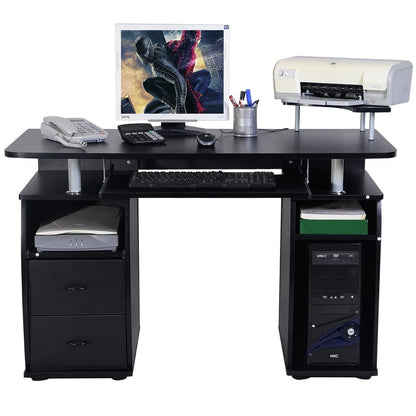 Scrivania Moderna, Scrivania per Ufficio, Tavolo Rettangolare con Ripiano per Monitor, Scrivania per Computer, Costway, 1