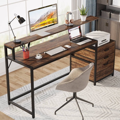 Scrivania con Cassetti, 160x50x90 cm, Scrivania Ufficio, per Ufficio Domestico, Tribesigns